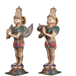 Pure Brass Hanuman Garuda Meenakari Pair 22" Divine Duo | Jaipurio